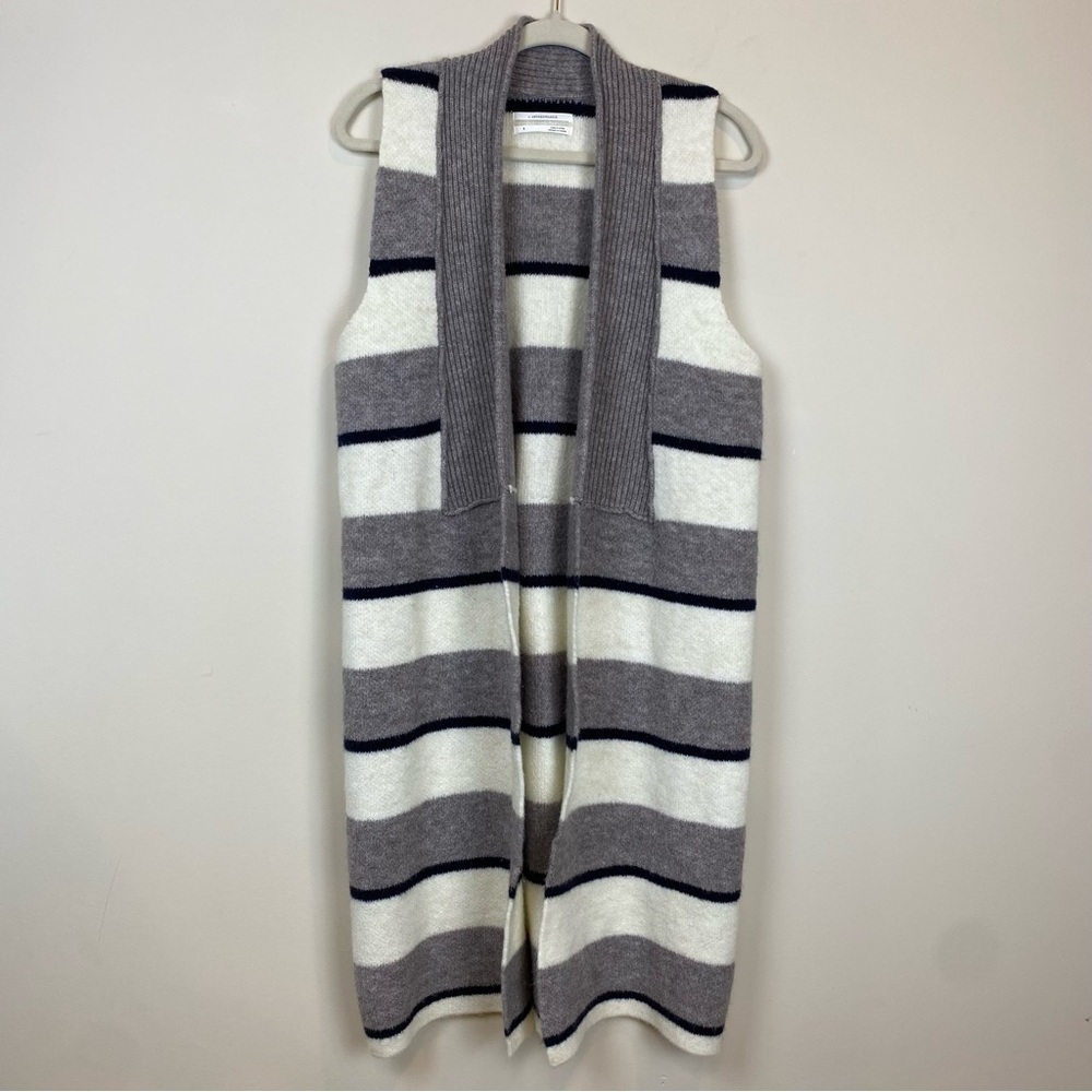 Anthropologie Pencey Sleeveless Cardigan Vest Knee‎ Length Sz S Striped Longline - Picture 12 of 14